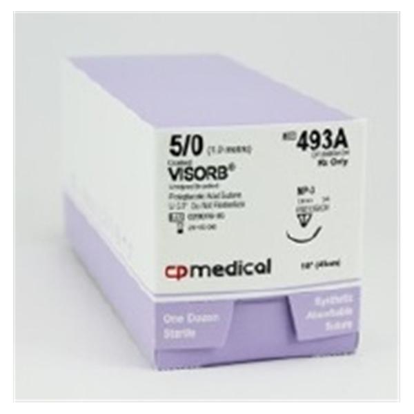 C.P. Medical Suture 5-0 Polyglycolic Acid Ps-3 Visorb Violet 18" Braid 12/Bx - 500A