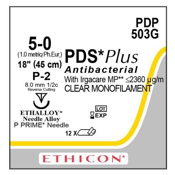 Ethicon Inc,a J & J Company Suture 5-0 Triclosan, Polydioxanone P-2 Pds Plus Undyed 1X18" Monofilament 12/Bx - PDP503G