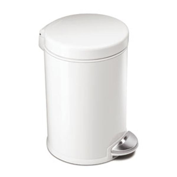 Simple Human Can Trash Plastic 1.2Gal Step-On Pedal Flat Lid White Round Each - 110554