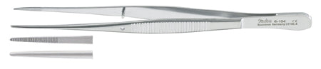 Miltex - Dressing Forceps Semken 5 Inch Length OR Grade German Stainless Steel NonSterile NonLocking Thumb Handle Straight Serrated Tip - 6-104