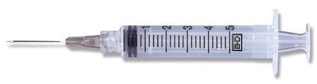 Becton Dickinson PrecisionGlide Syringe with Hypodermic Needle 5 mL 22 Gauge 1-1/2 Inch Detachable Needle Without Safety - 309631