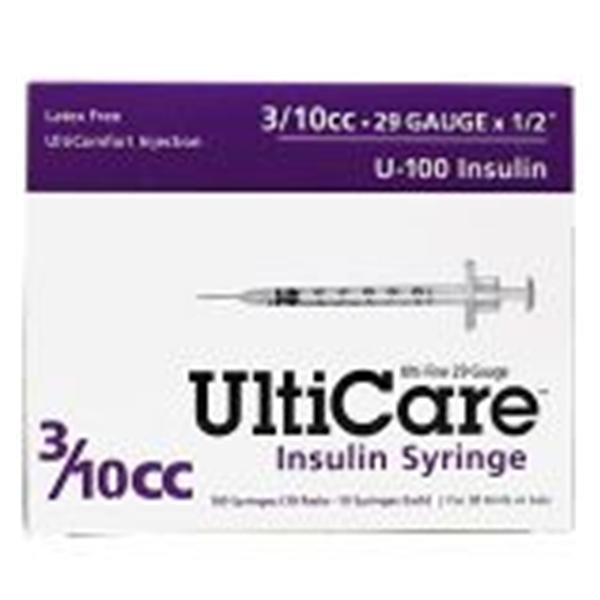 Excel Healthcare Prods Syringe/Needle 0.3Cc 29Gx1/2" Lo-Dose U-100 Insulin Conventional 500/Case - 26018