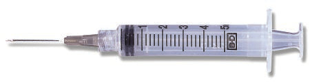 Becton Dickinson PrecisionGlide Syringe with Hypodermic Needle 5 mL 22 Gauge 1 Inch Detachable Needle Without Safety - 309630