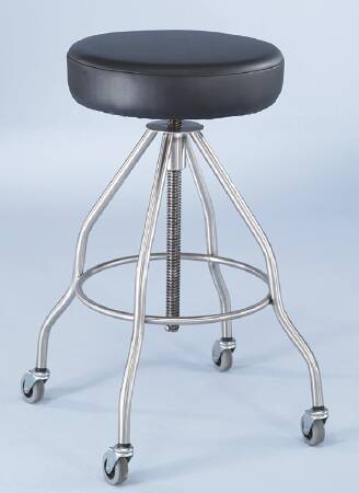Blickman Passaic Exam Stool Backless Spinlift Height Adjustment 4 Casters Black - 1027714000