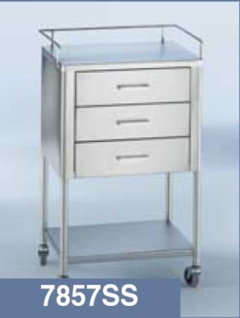 Saturn - Anesthesia Utility Table 20 X 16 X 34 Inch Stainless Steel 3 Drawers - 0237857000