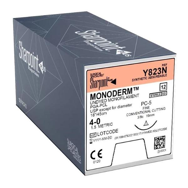 Look/Div Surgical Specialties Suture 4-0 Glycolide Monoderm Undyed 18" Monofilament 12/Bx - Y823N
