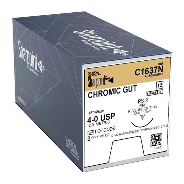 Look/Div Surgical Specialties Suture 4-0 Chromic Gut Dsm19 Undyed 18" Monofilament 12/Bx - C1637N