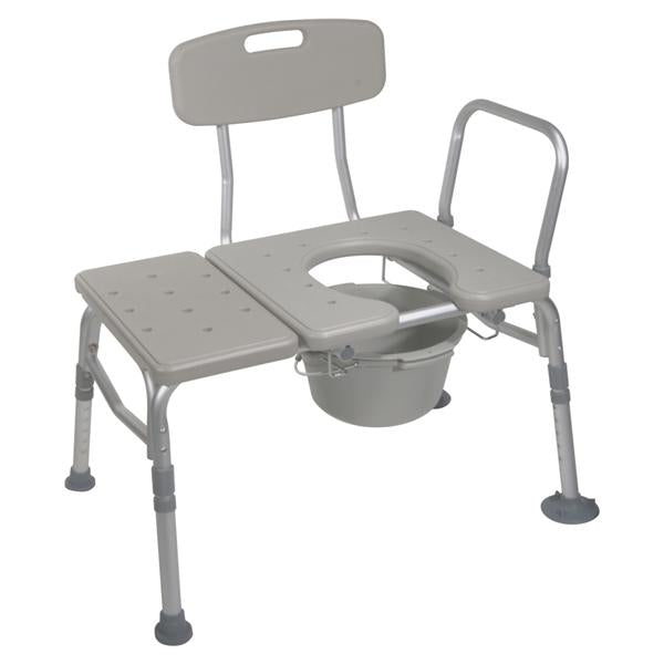 Drive Medical Designs Transfer Bench Bath/Commode 400Lb Capacity 22.25X31.5X18-22" Aluminum/Plastic Ea - 12011KDC-1