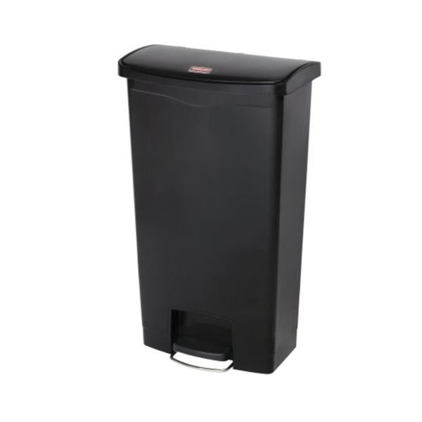 Rubbermaid Can Trash Slim Jim Rsn 18Gal Step-On Pedal Hinge Lid Frnt Stp Blk Rectangle Each - 1883613
