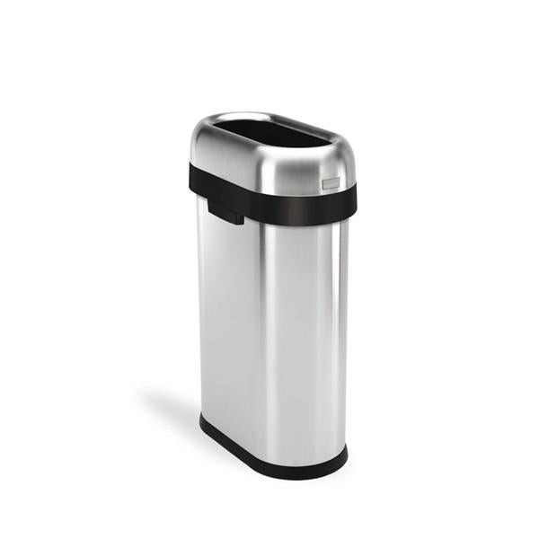 SimpleHuman Can Trash Brushed Ss 13.2Gal Lift-Off Open Lid/X-Wide Opening Silver Oval Ea - CW1467
