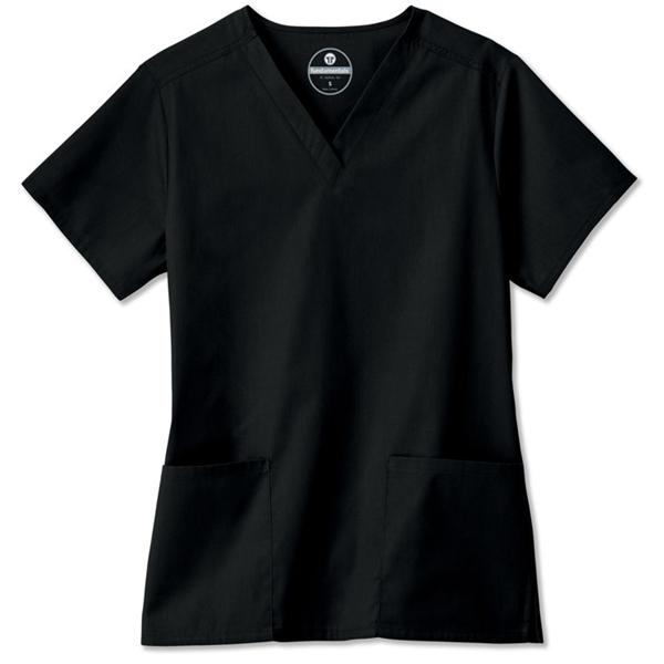 White Swan Uniform. Shirt Scrub Womens Large Black Ea - 14700-015-L