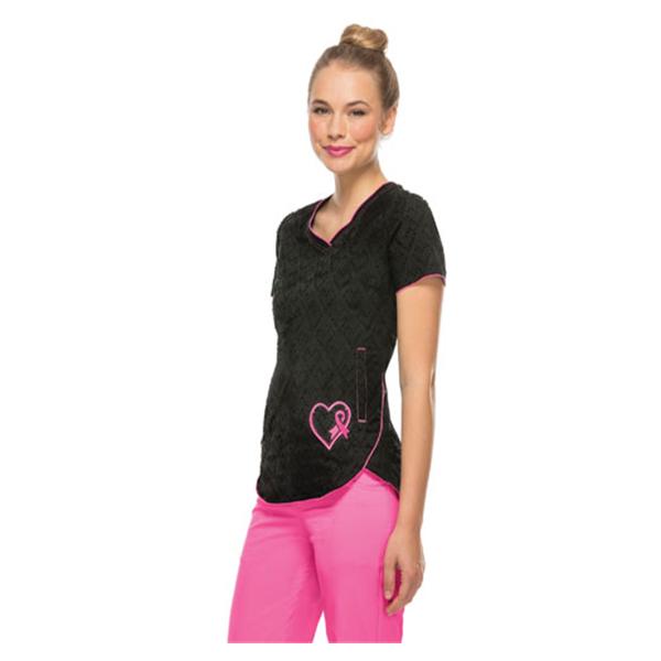 HeartSoul Scrub Top 100% Cotton Black X-Small 26 In 1 Pocket Ea - 20976BCKHXS