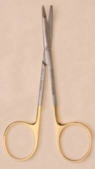 BR Surgical HerMann Operating Scissors Kilner 4-1/2 Inch Length Surgical Grade Stainless Steel / Tungsten Carbide Finger Ring Handle Curved Sharp/Sharp - H-585H