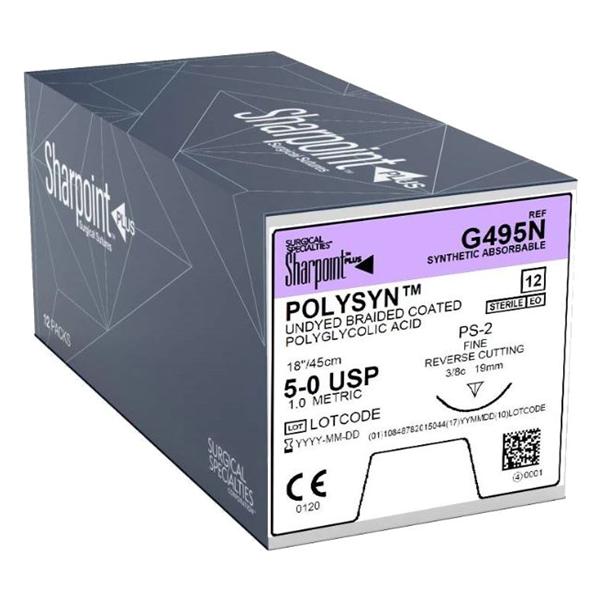 Look/Div Surgical Specialties Suture 5-0 Polyglycolic Acid Dsm19 Polysyn Clear 18" Braid 12/Bx - G495N