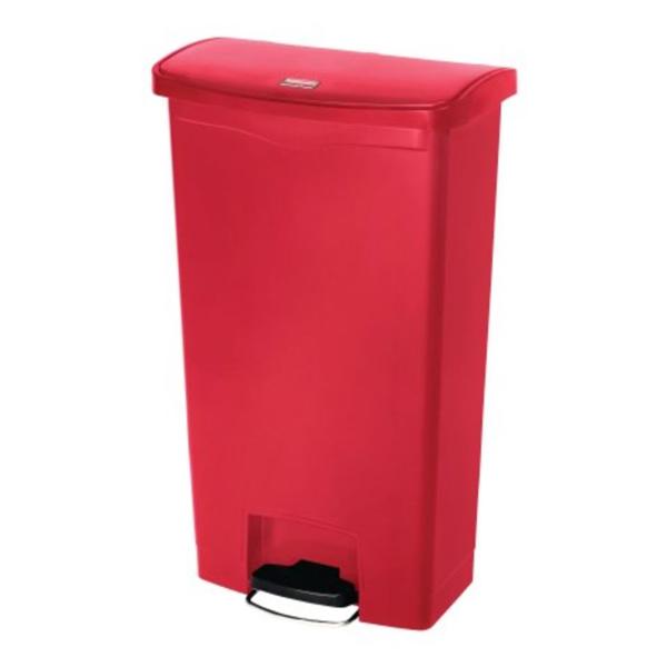 Rubbermaid Can Trash Slim Jim Rsn 18Gal Step-On Pedal Hinge Lid Frnt Stp Red Rectangle Each - 1883568