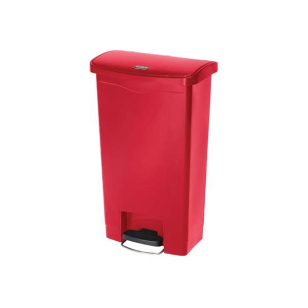Rubbermaid Can Trash Slim Jim Rsn 13Gal Step-On Pedal Hinge Lid Frnt Stp Red Rectangle Each - 1883566