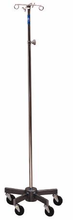 The Brewer Company IV or Infusion Pump Stand Floor Stand 4-Hook Five 3 Inch Swivel Casters - 43417