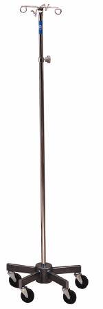 The Brewer Company - IV or Infusion Pump Stand Floor Stand 4-Hook Five 3 Inch Swivel Casters - 43417