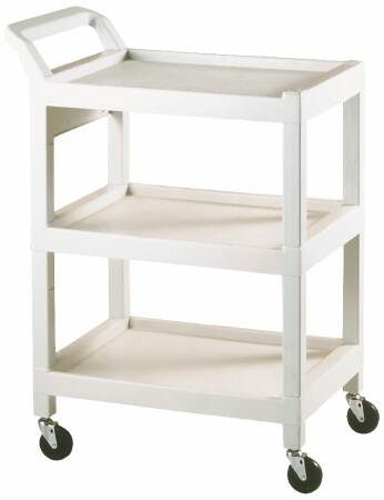 The Brewer Company Utility Cart Plastic 39 Inch 3 Shelves Off White - 63530