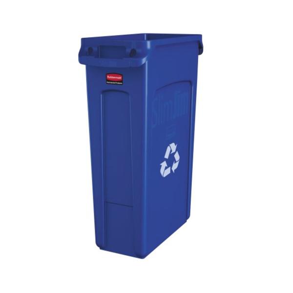 Rubbermaid Can Trash Slim Jim Rsn 23Gal Integrated Cinches Vnt/Rcycl Blue Rectangle 4/Case - FG354007BLUE