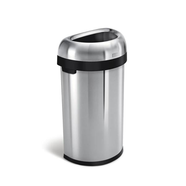 SimpleHuman Can Trash Ss 15.8Gal Lift-Off Open Lid/X-Wide Opening Silver Half Round Ea - CW1468