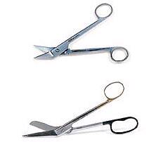 Clean Cut - Bandage Scissors 8 Inch Length Surgical Grade Stainless Steel / Tungsten Carbide NonSterile Finger Ring Handle Angled Blunt Tip / Blunt Tip - 28230