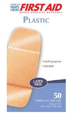 Dukal American White Cross First Aid Adhesive Strip 2 X 4 Inch Plastic Rectangle Tan Sterile - 1070033