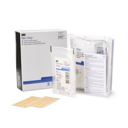 Steri-Strip Antimicrobial - Antimicrobial Skin Closure Strip 1/2 X 4 Inch Nonwoven Material Reinforced Strip Tan - A1847