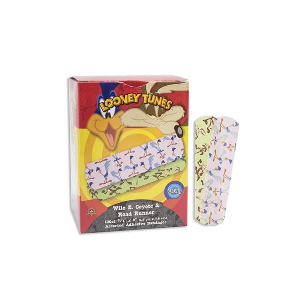 Dukal Corporation Bandage Plastic Stat Strip 3/4X3" Looney Tunes Wile E Coyote/Road Runner 100/Box, 12 Bx/Ca - 1076737