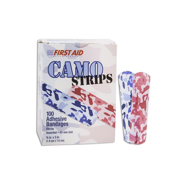 Dukal Corporation Bandage Plastic Stat Strip 3/4X3" Camo Pink/Blue Assorted Lf 100/Box, 12 Bx/Ca - 16700