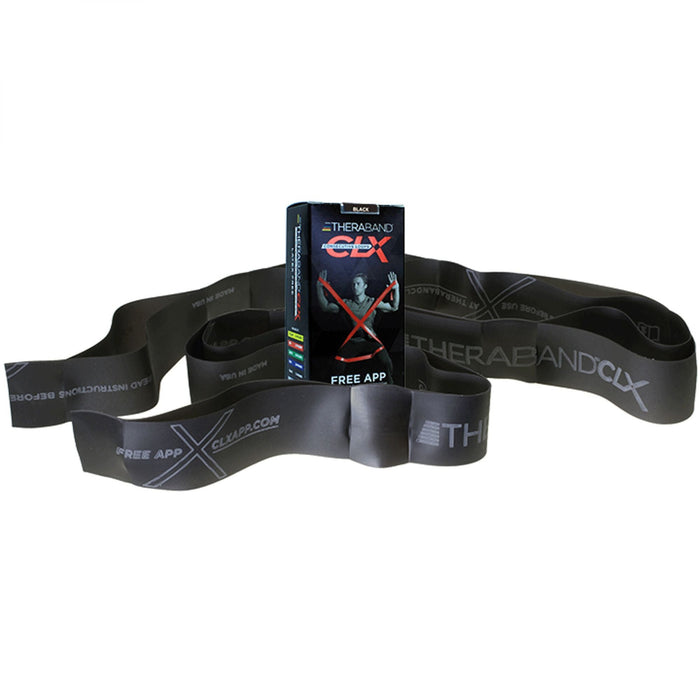TheraBand CLX Consecutive Loops - Exercise Resistance Band with Loops Black 4 Inch X 5 Foot X-Heavy Resistance - 12718-T