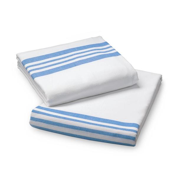Olympus America Blanket Spread 70X90" Flannel Blue Strip 24/Ca - MDTFB4B20BLU