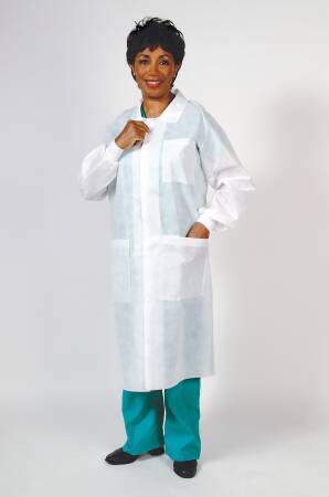 Busse Hospital Disposables Lab Coat White 2X-Large Long Sleeves Knee Length - 229