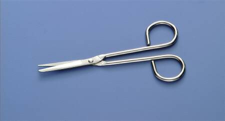 Busse - Utility Scissors Nurse 5-1/4 Inch Length Floor Grade Stainless Steel Sterile Finger Ring Handle Angled Sharp Tip / Blunt Tip - 7246