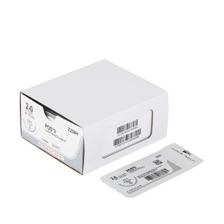 PDS II - Suture with Needle Absorbable Uncoated Clear Suture Monofilament Polydioxanone Size 2 - 0 27 Inch Suture 1-Needle 36 mm Length 1/2 Circle Taper Point Needle - Z259H