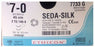 J & J Healthcare Systems Perma-Hand Suture with Needle Nonabsorbable Coated Black Suture Braided Silk Size 7-0 18 Inch Suture Double-Armed 6.5 mm Length 3/8 Circle Micropoint - Spatula Needle - 7733G