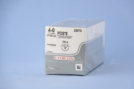 J & J Healthcare Systems PDS II Suture with Needle Absorbable Uncoated Clear Suture Monofilament Polydioxanone Size 4-0 18 Inch Suture 1-Needle 16 mm Length 1/2 Circle Reverse Cutting Needle - Z507G
