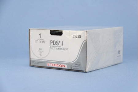 J & J Healthcare Systems PDS II Suture with Needle Absorbable Uncoated Violet Suture Monofilament Polydioxanone Size 1 27 Inch Suture 1-Needle 70 mm Length 1/2 Circle Taper Point Needle - Z583G