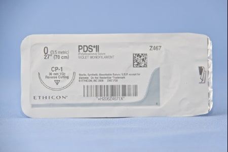J & J Healthcare Systems PDS II Suture with Needle Absorbable Uncoated Violet Suture Monofilament Polydioxanone Size 0 27 Inch Suture 1-Needle 36 mm Length 1/2 Circle Reverse Cutting Needle - Z467H