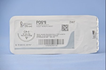 PDS II - Suture with Needle Absorbable Uncoated Violet Suture Monofilament Polydioxanone Size 0 27 Inch Suture 1-Needle 36 mm Length 1/2 Circle Reverse Cutting Needle - Z467H