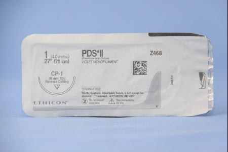 J & J Healthcare Systems PDS II Suture with Needle Absorbable Uncoated Violet Suture Monofilament Polydioxanone Size 1 27 Inch Suture 1-Needle 36 mm Length 1/2 Circle Reverse Cutting Needle - Z468H