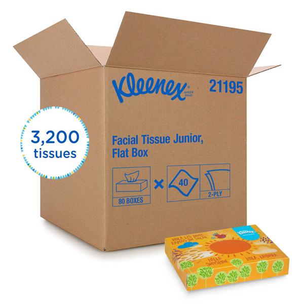 Kimberly Clark Professional Tissue Kleenex White Junior Box 2 Ply 40/Bx, 80 Bx/Ca - 21195
