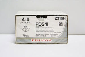 J & J Healthcare Systems PDS II Suture with Needle Absorbable Uncoated Violet Suture Monofilament Polydioxanone Size 4-0 27 Inch Suture 1-Needle 26 mm Length 1/2 Circle Taper Point Needle - Z315H