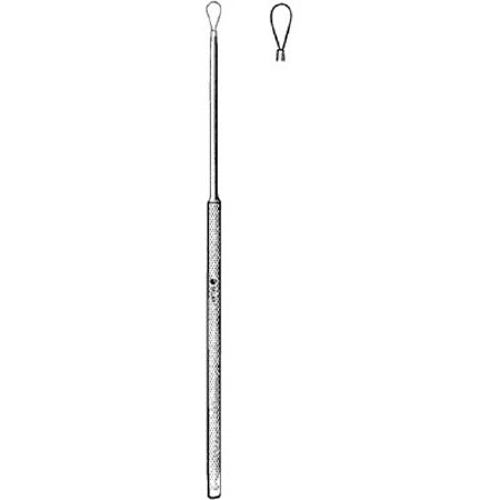 Sklar Sklar Ear Curette Billeau Single-ended Round Knurled Handle Medium Tip Straight Sharp Fenestrated Teardrop Wire Loop Tip - 67-2522