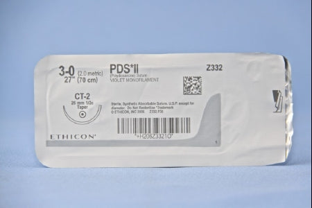 J & J Healthcare Systems PDS II Suture with Needle Absorbable Uncoated Violet Suture Monofilament Polydioxanone Size 3-0 27 Inch Suture 1-Needle 26 mm Length 1/2 Circle Taper Point Needle - Z316H