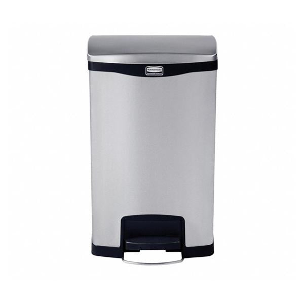 Rubbermaid Can Trash Slim Jim Ss 13Gal Step-On Pedal Hinge Lid Frnt Stp Black Rectangle Ea - 1901992
