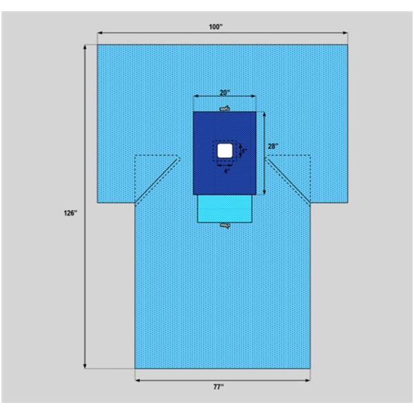 Welmed Inc T-Drape 6X6" Fenestrated 100X126X76" Blue Sterile 16/Ca - 1222-2520