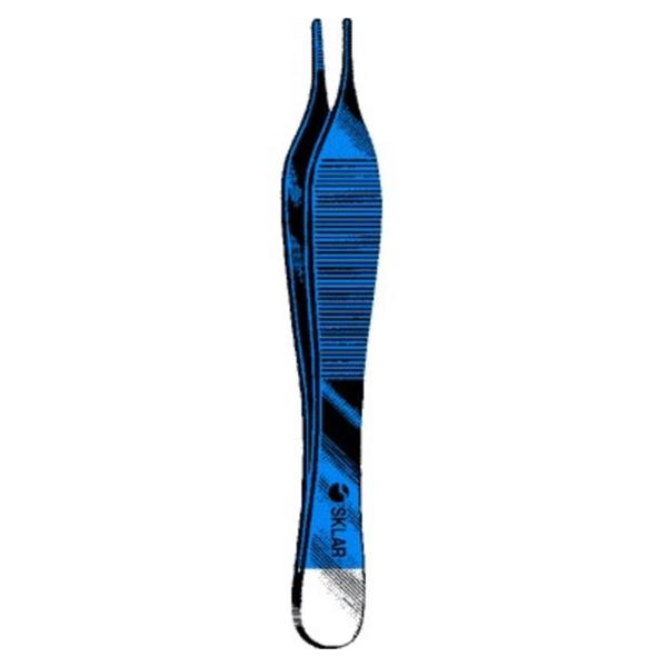 Sklar Instruments Forcep Dressing/Tissue Adson Sklar Blue 4-3/4" Serrated Straight Ss Ea - 91-5428
