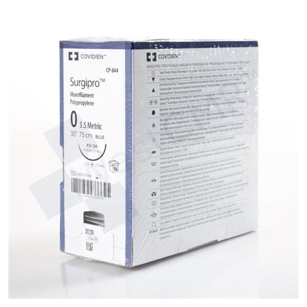Medtronic MITG-Covidien Suture 0 Polypropylene Surgipro Blue 30" Monofilament 36/Ca - CP844