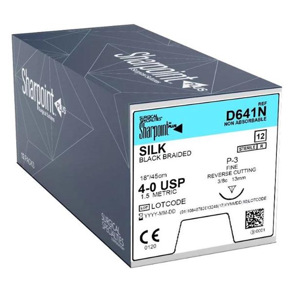 Surgical Specialties Inc Suture 4-0 Silk Dsm-13 Black 18" Braid 12/Bx - D641N